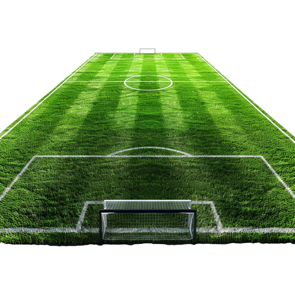 AI generated Soccer field with gate isolated on transparent background png