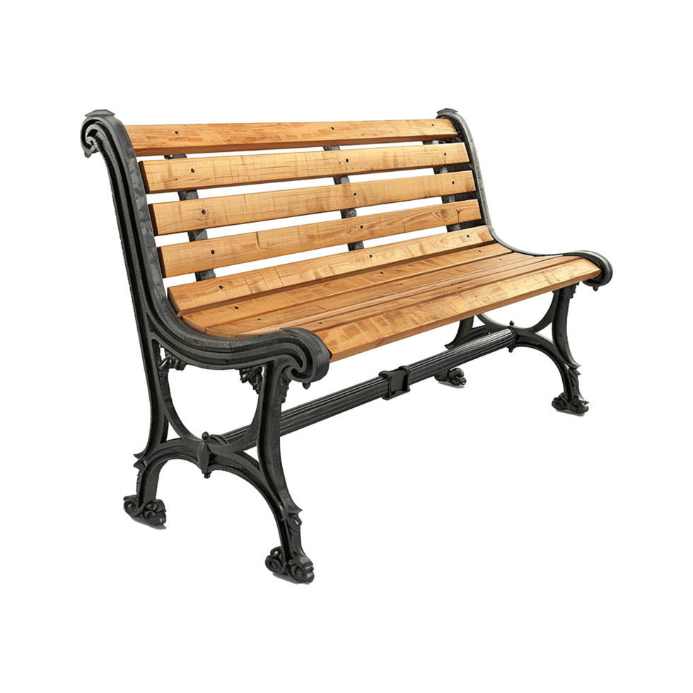 AI generated Wooden park bench isolated on transparent background png