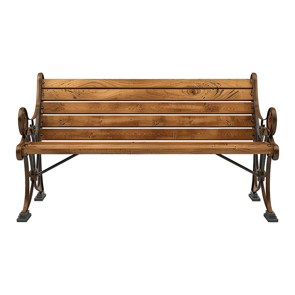 AI generated Wooden park bench isolated on transparent background png