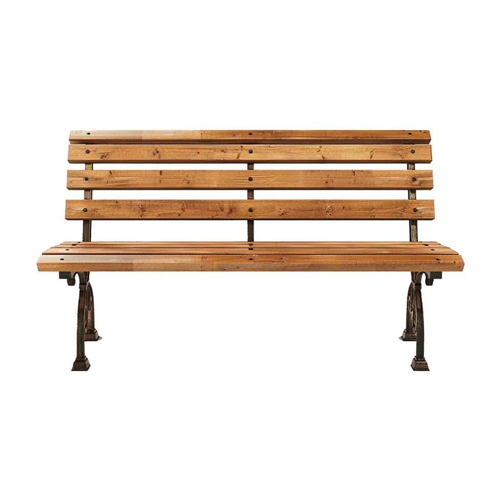 AI generated Wooden park bench isolated on transparent background png