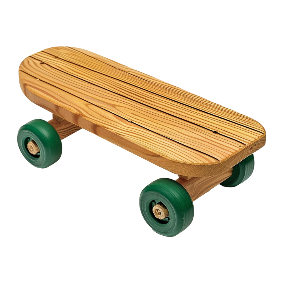 AI generated Wooden balance board with roller green isolated on transparent background png