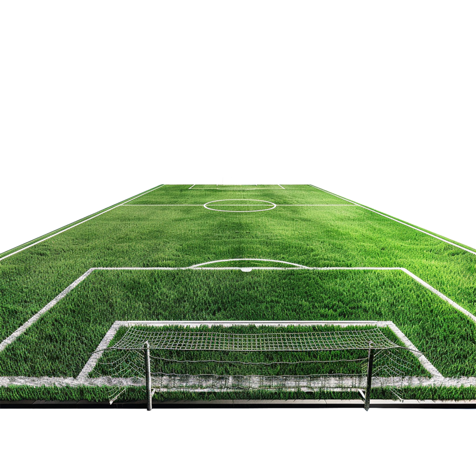 AI generated Soccer field with gate isolated on transparent background png