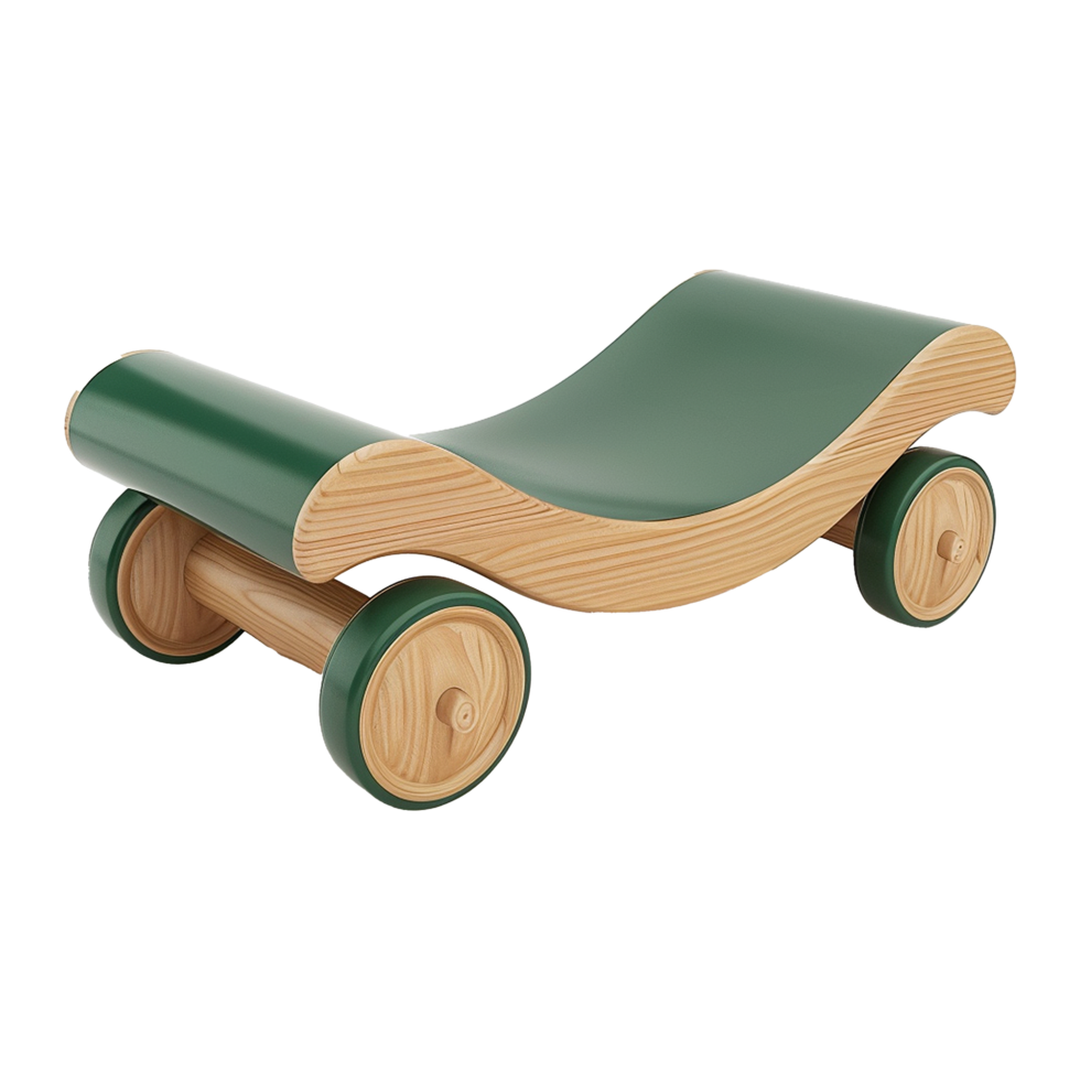 AI generated Wooden balance board with roller green isolated on transparent background png