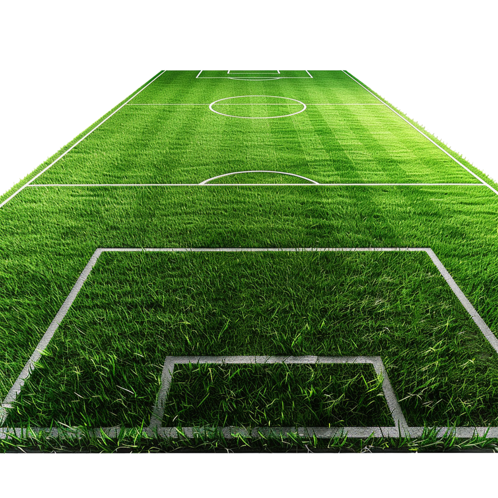 AI generated Soccer field with gate isolated on transparent background png