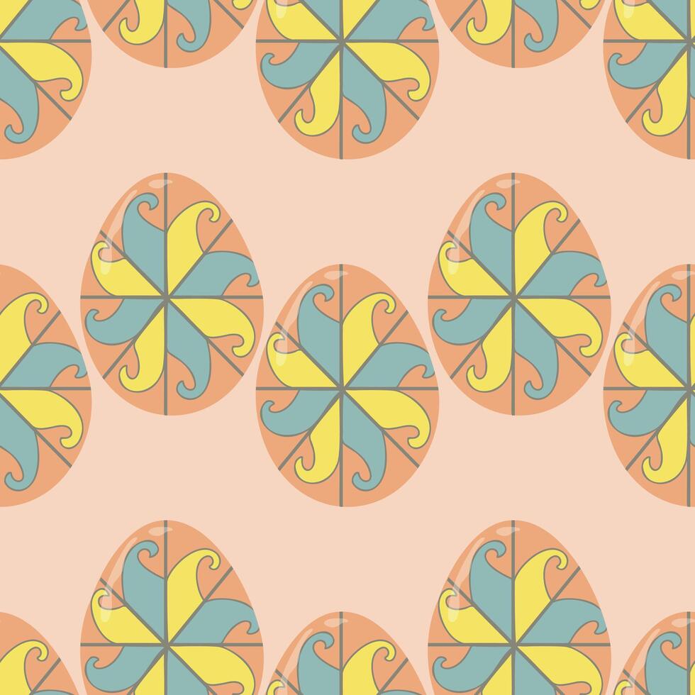Easter egg with ukrainian ornament seamless pattern vector