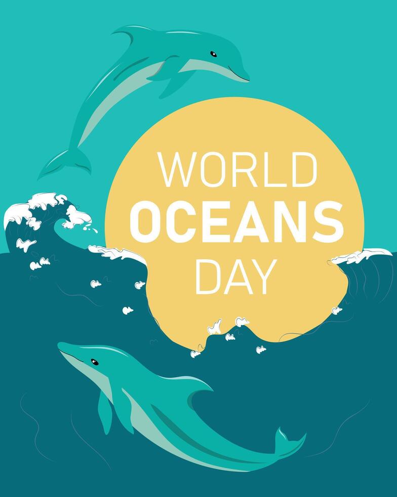 World Oceans Day. vector