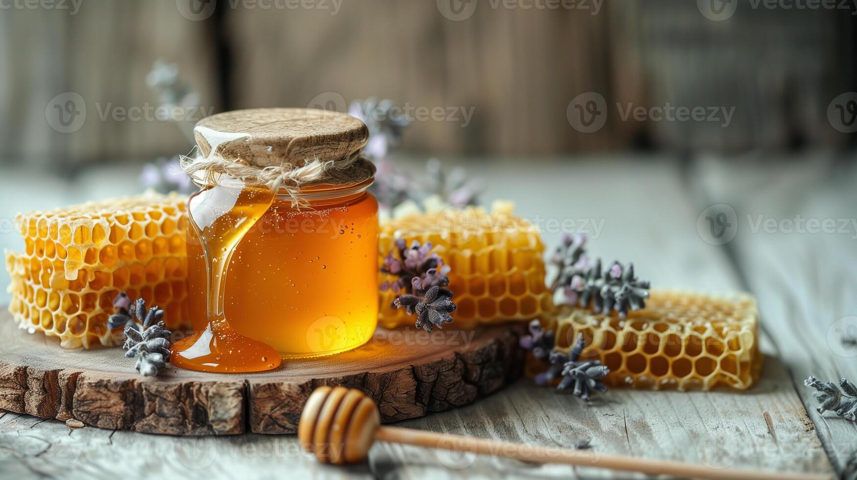 AI generated Honey In Jar Background photo