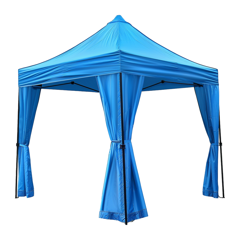 AI generated Outdoor pop up gazebo party tent blue isolated on transparent background png