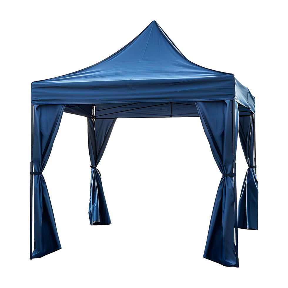 AI generated Outdoor pop up gazebo party tent blue isolated on transparent background png