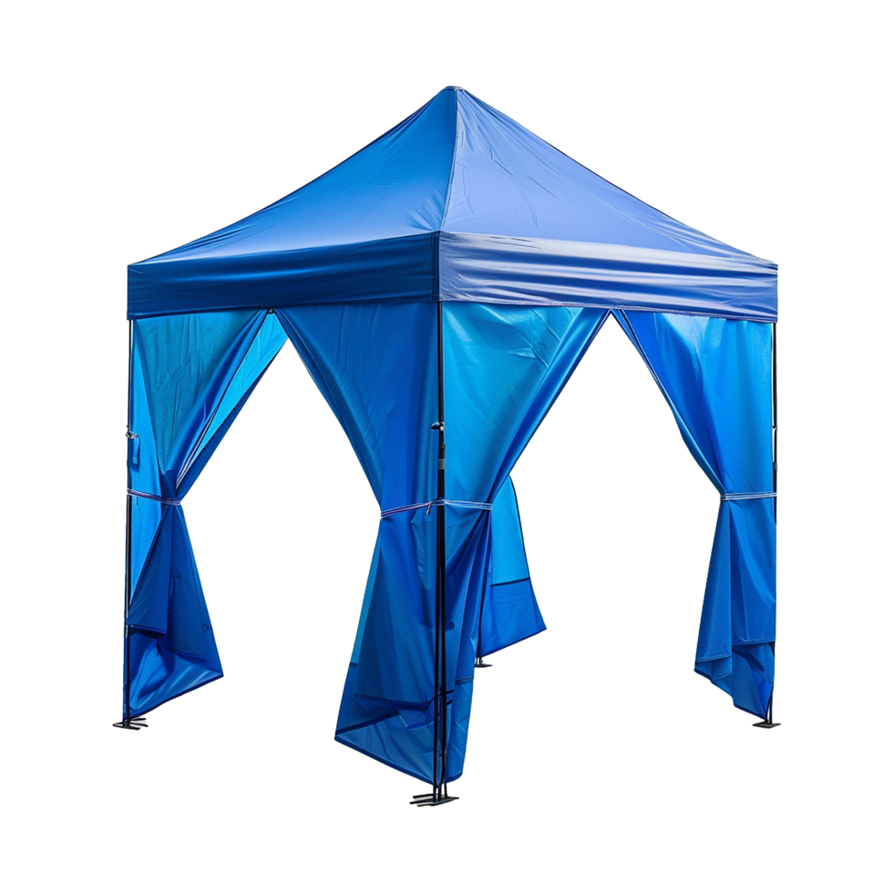 AI generated Outdoor pop up gazebo party tent blue isolated on transparent background png