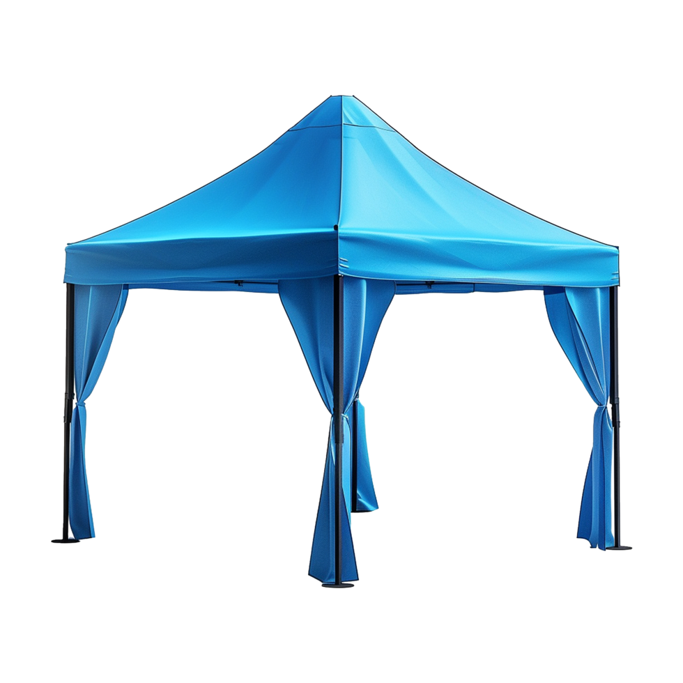 AI generated Outdoor pop up gazebo party tent blue isolated on transparent background png