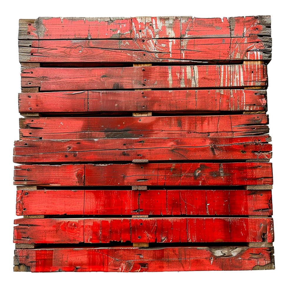 AI generated Red painted wooden pallets isolated on transparent background png