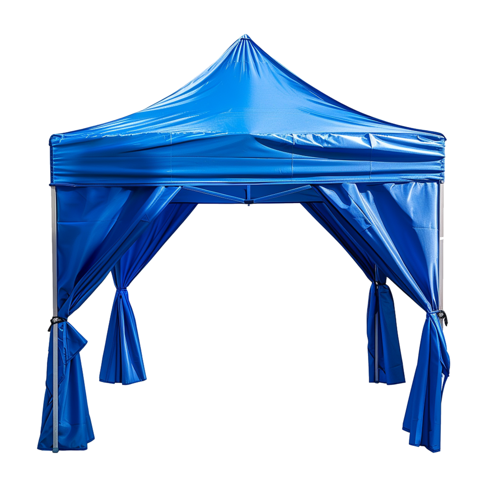 AI generated Outdoor pop up gazebo party tent blue isolated on transparent background png