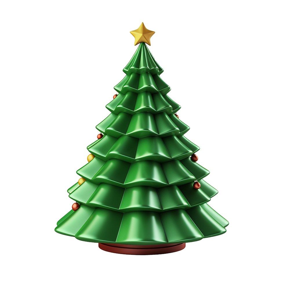 AI generated 3d cartoon christmas tree decoration png isolated on transparent background