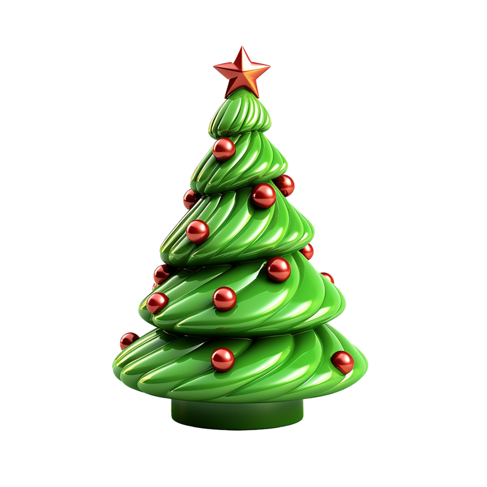 ai generato 3d cartone animato Natale albero decorazione png isolato su trasparente sfondo