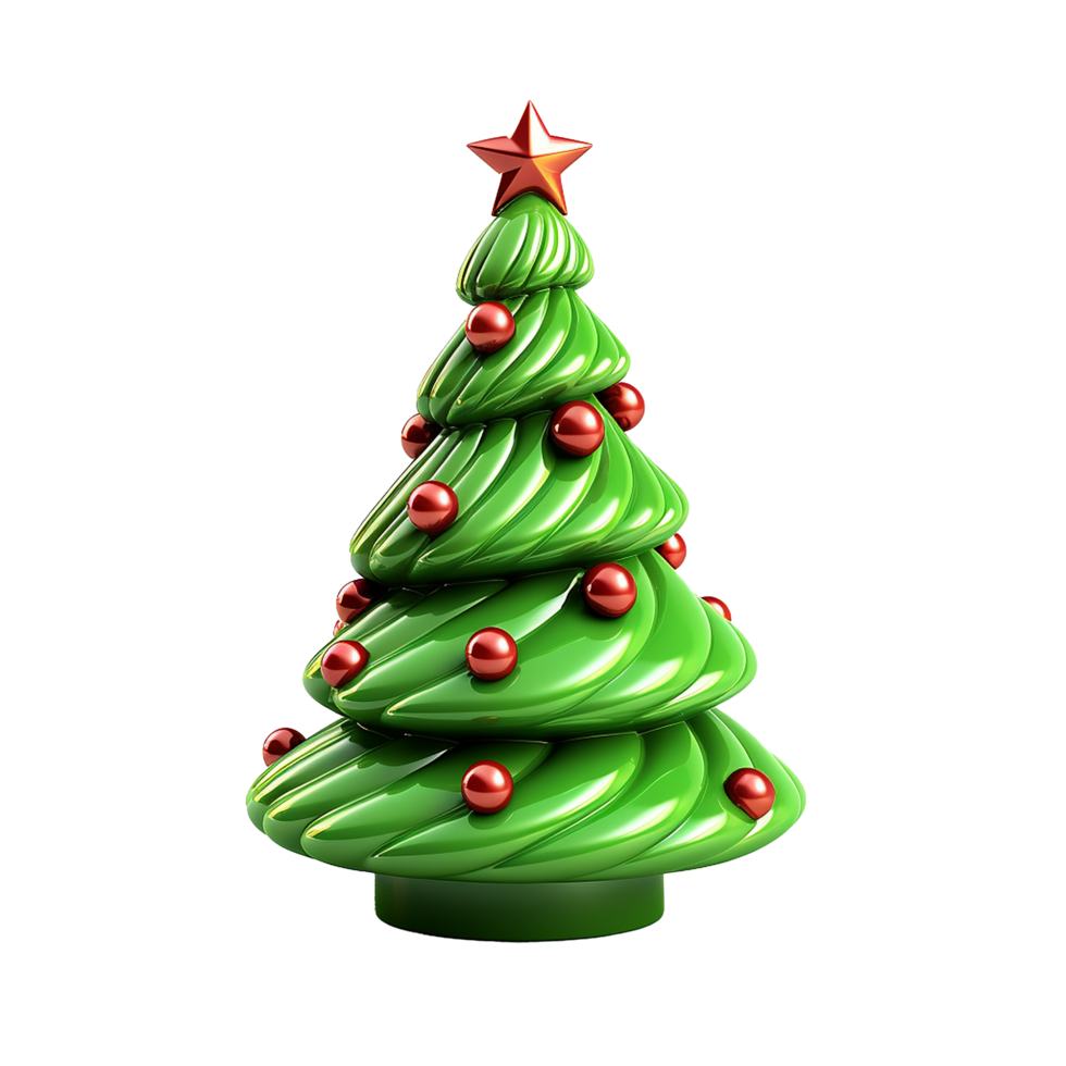 AI generated 3d cartoon christmas tree decoration png isolated on transparent background