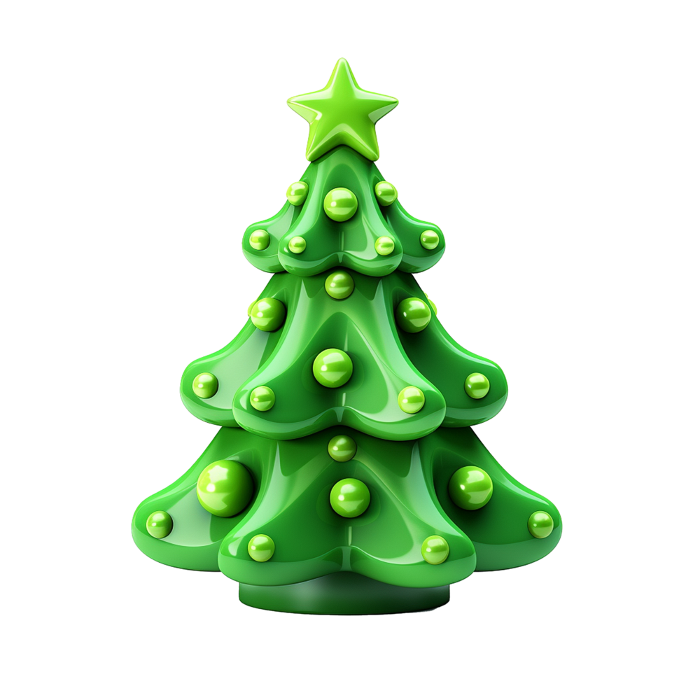 AI generated 3d cartoon christmas tree decoration png isolated on transparent background