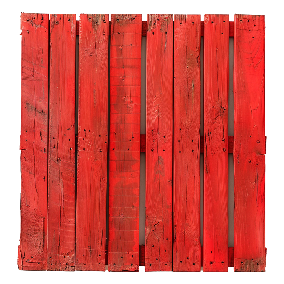 AI generated Red painted wooden pallets isolated on transparent background png