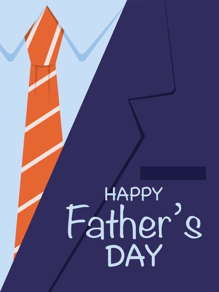 realista del padre día ilustración con azul traje y rojo Corbata en línea. vector