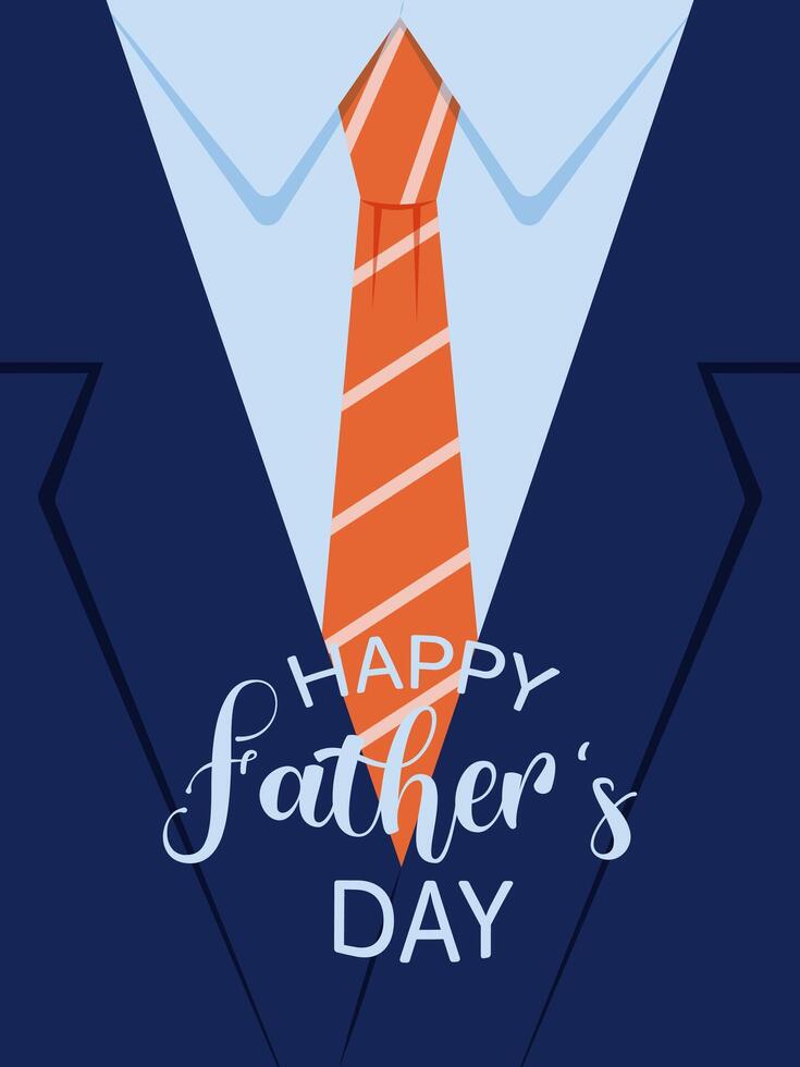 Father's Day card with suit and red tie in line vector