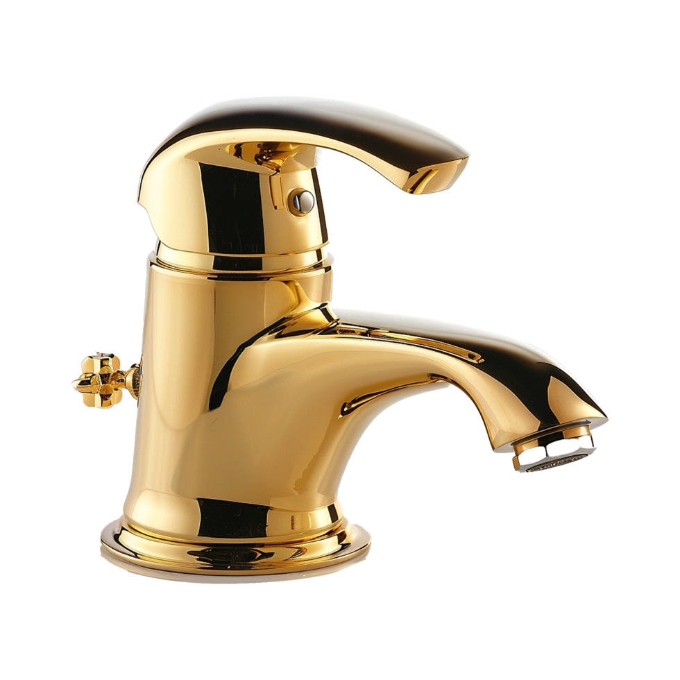 AI generated Gold bidet faucet isolated on transparent background png