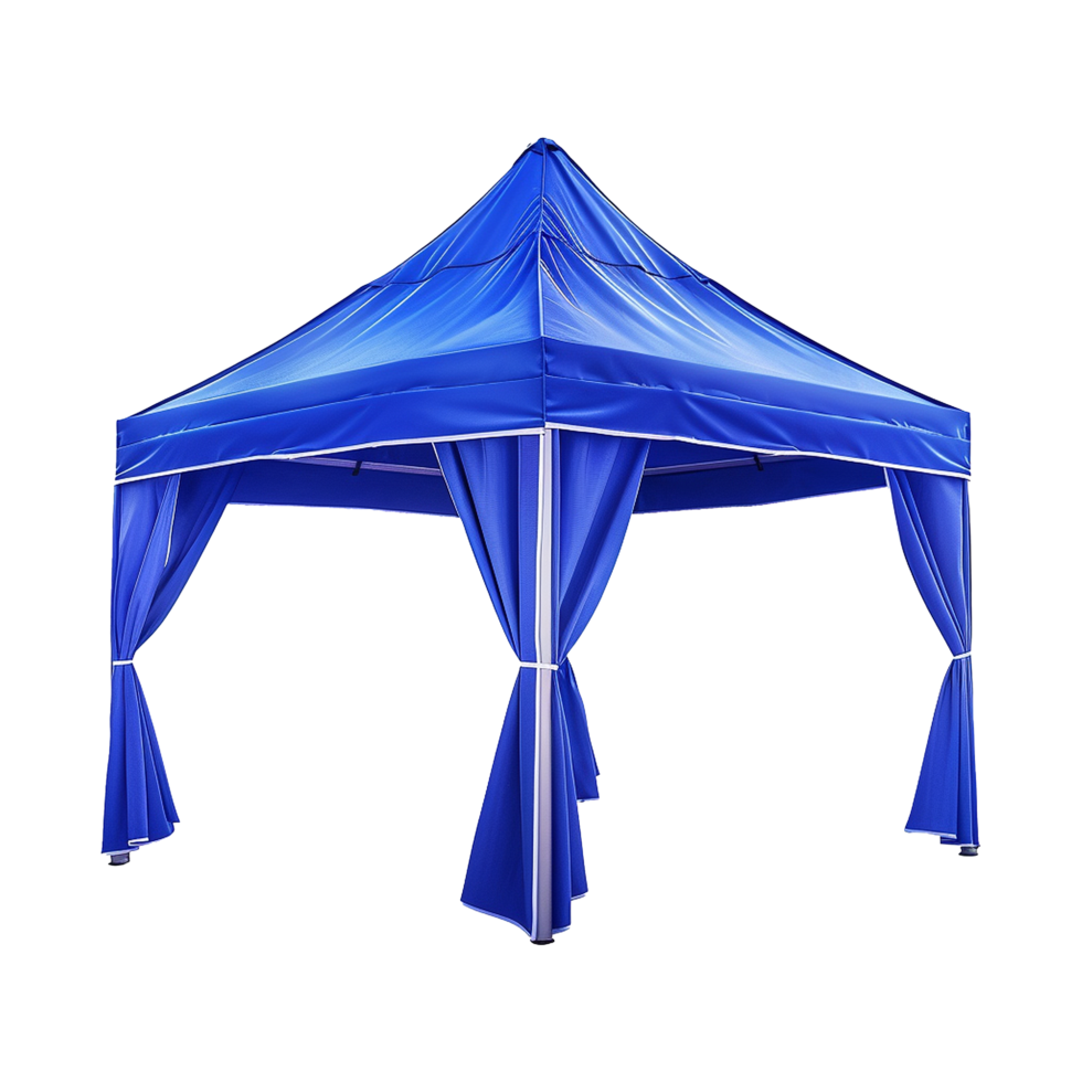 AI generated Outdoor pop up gazebo party tent blue isolated on transparent background png