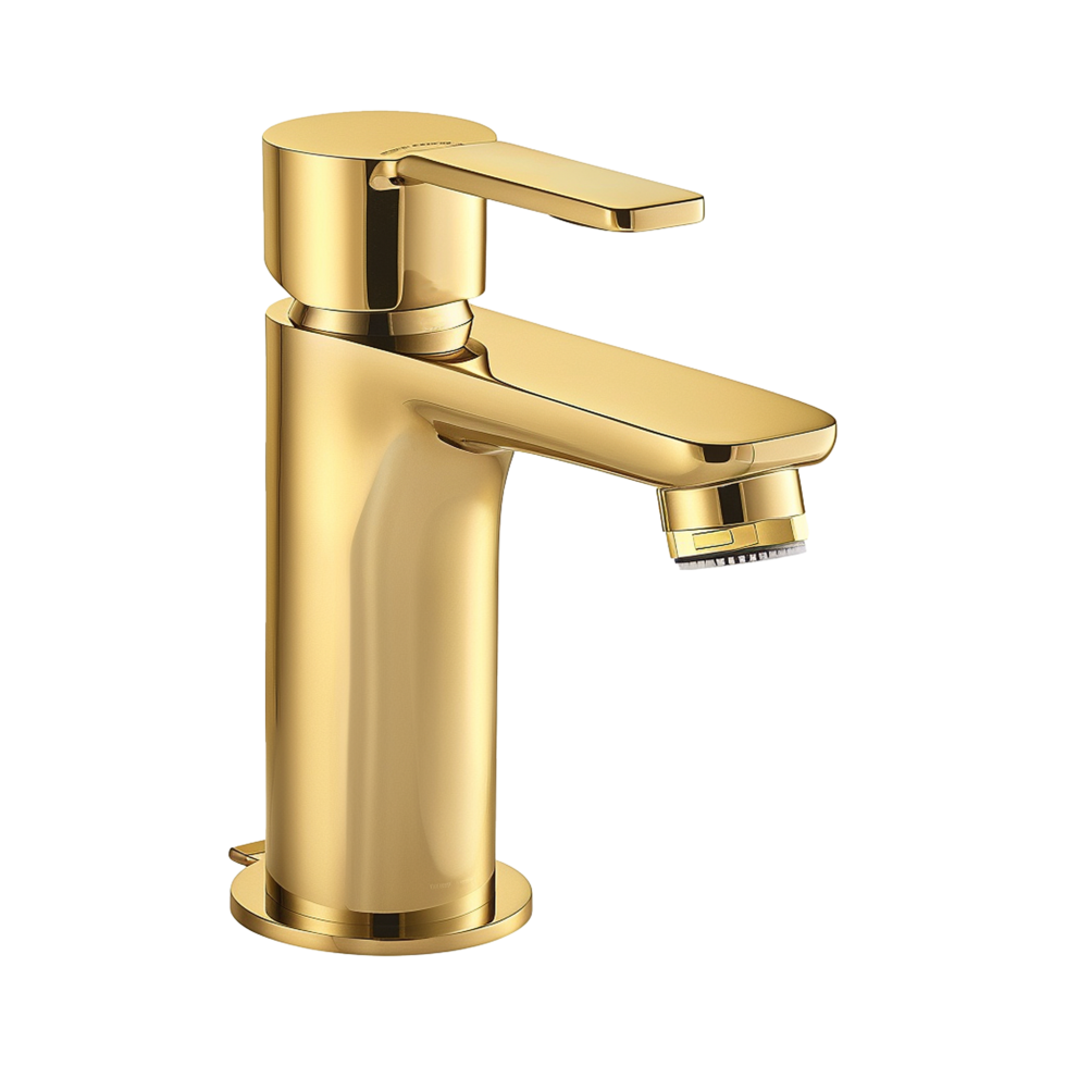 AI generated Gold bidet faucet isolated on transparent background png