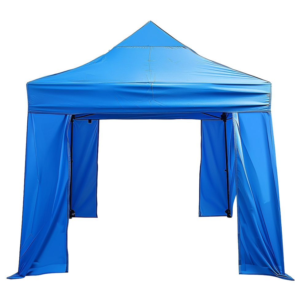 AI generated Outdoor pop up gazebo party tent blue isolated on transparent background png