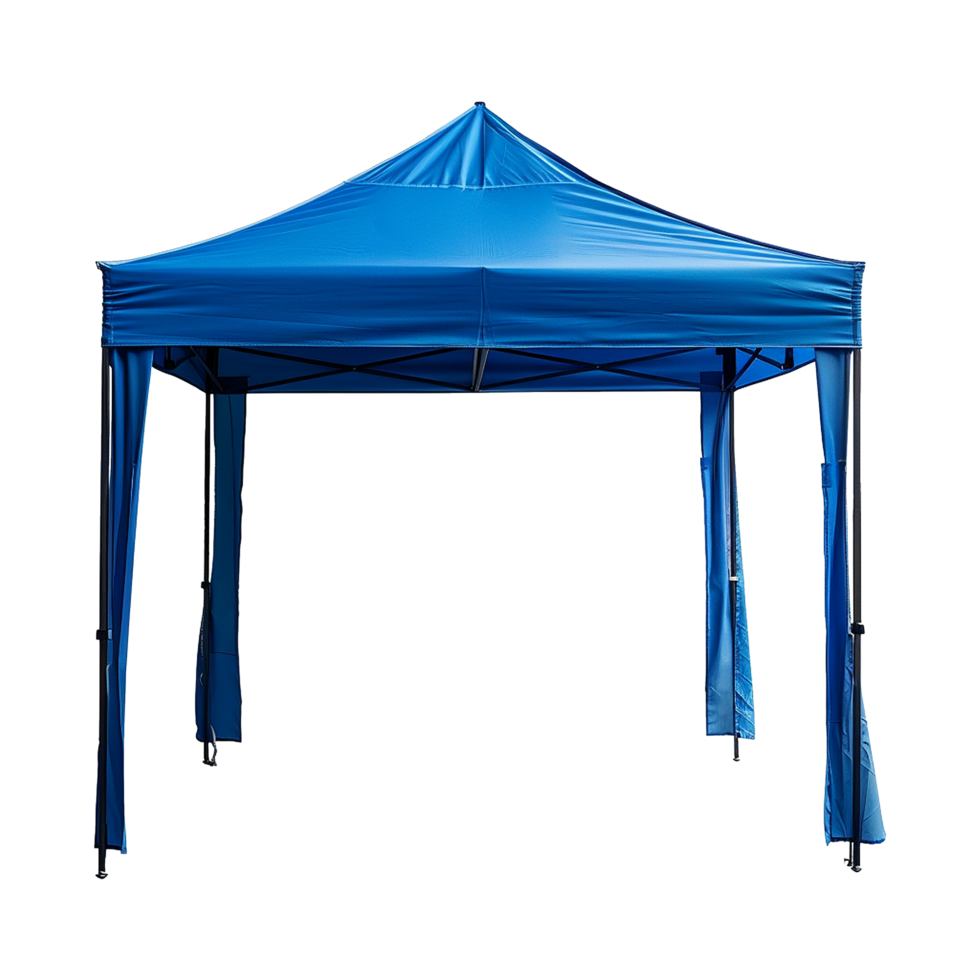 AI generated Outdoor pop up gazebo party tent blue isolated on transparent background png