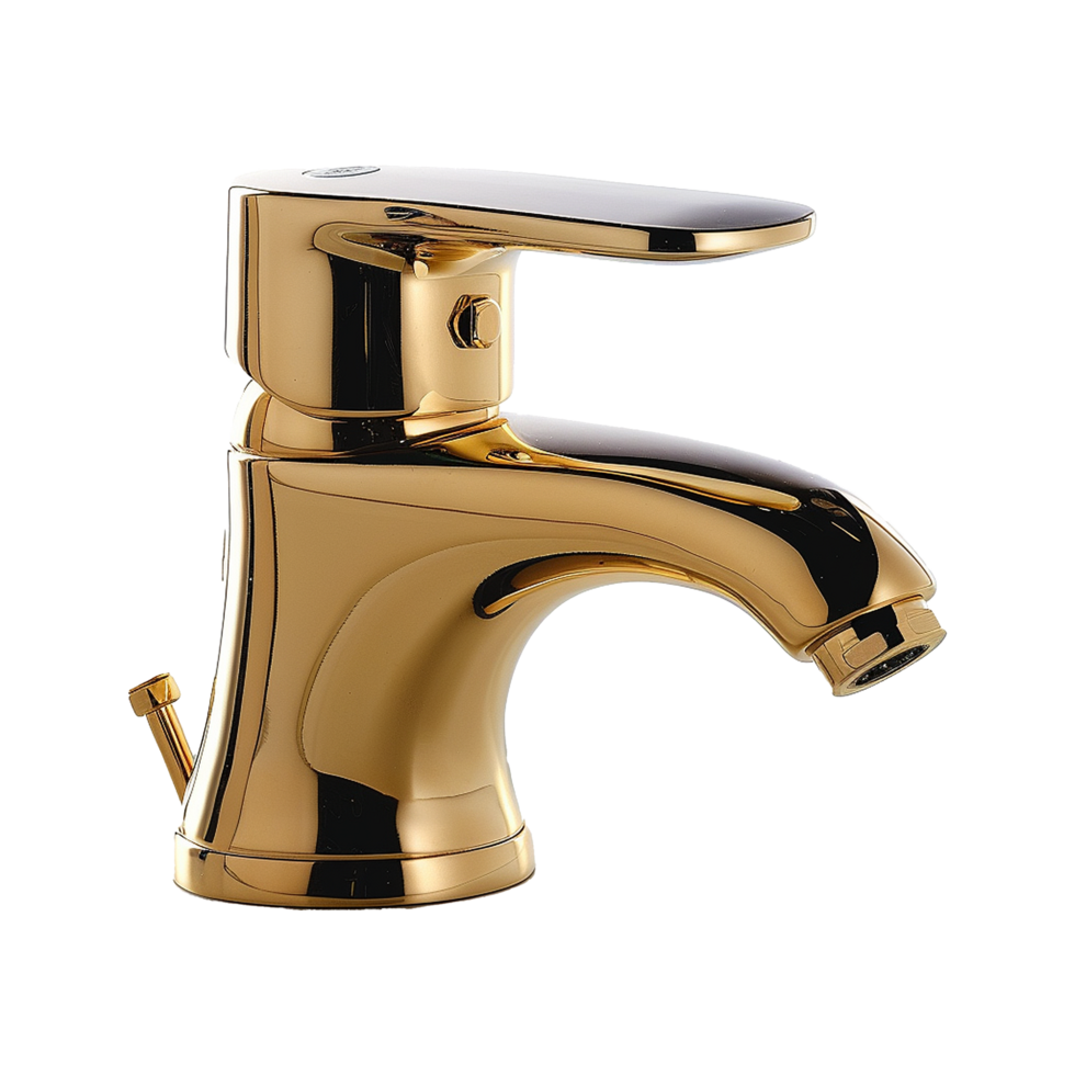 AI generated Gold bidet faucet isolated on transparent background png