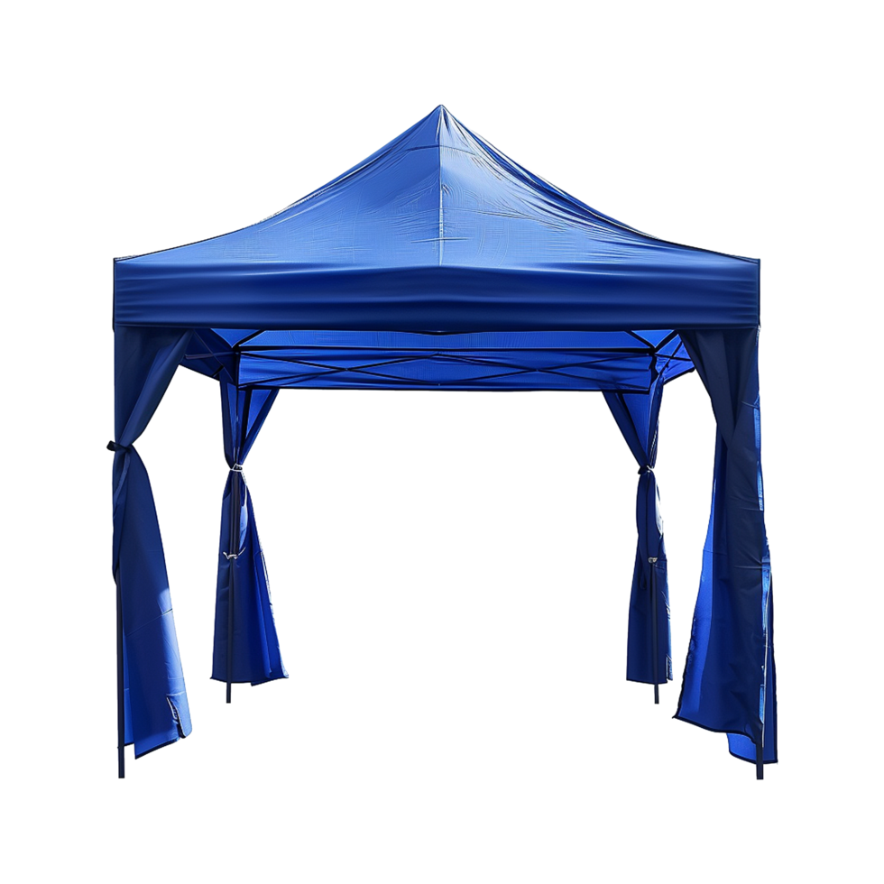 AI generated Outdoor pop up gazebo party tent blue isolated on transparent background png