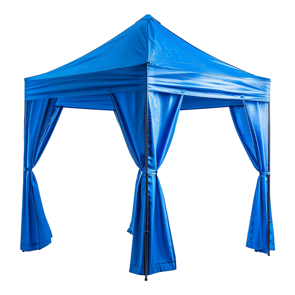 AI generated Outdoor pop up gazebo party tent blue isolated on transparent background png