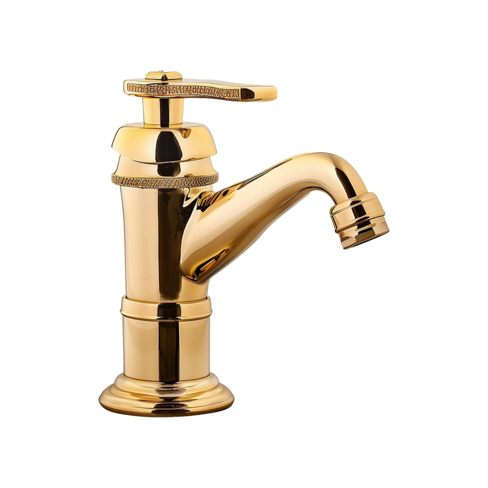 AI generated Gold bidet faucet isolated on transparent background png