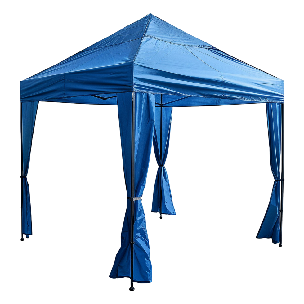 AI generated Outdoor pop up gazebo party tent blue isolated on transparent background png