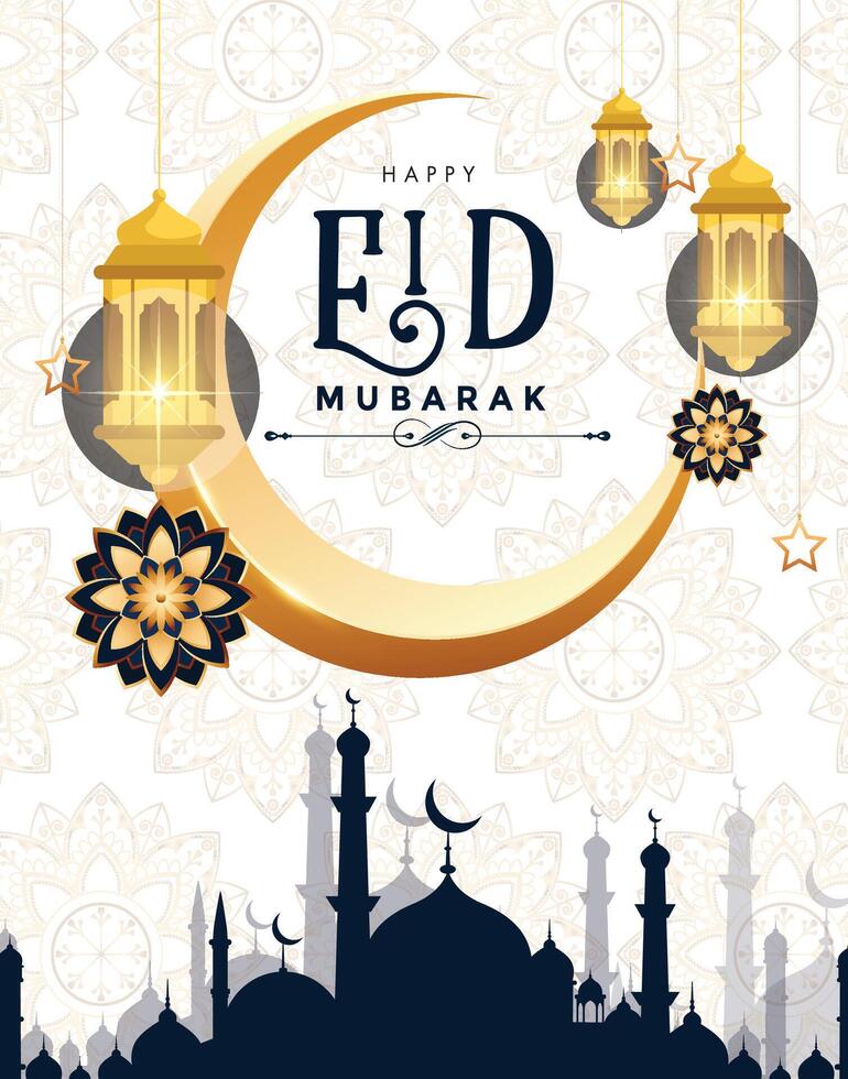 eid poster template elegant flat symmetric vector