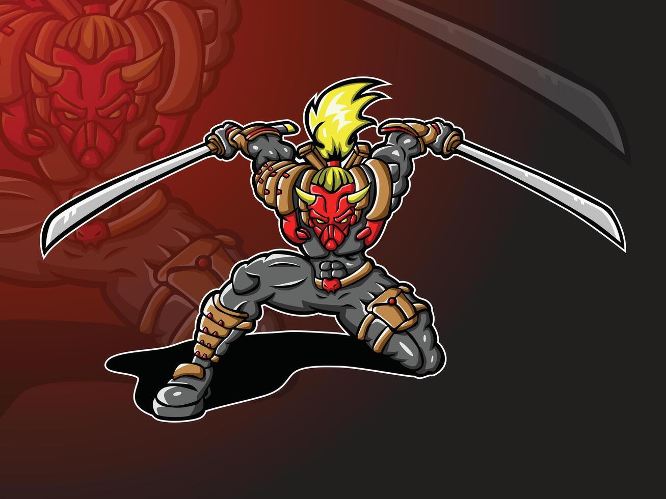 Samurai Warrior Mascot Gaming Illustration vector