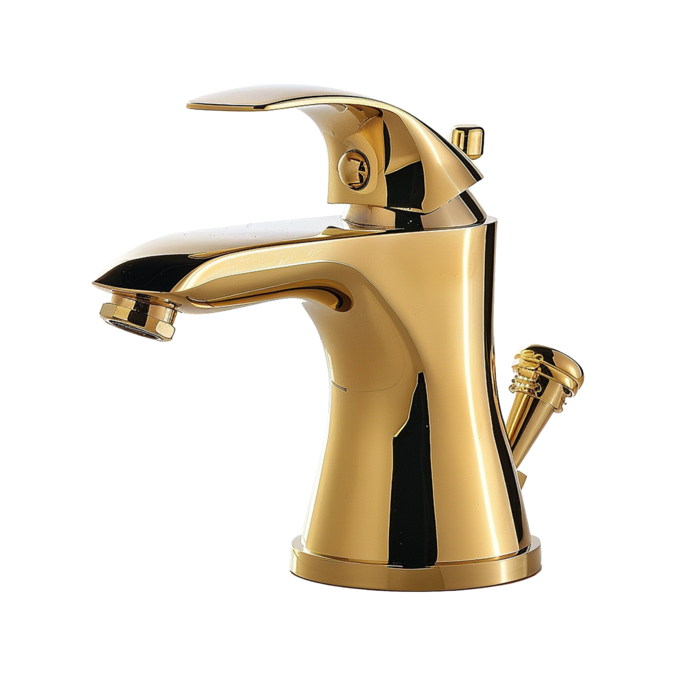 AI generated Gold bidet faucet isolated on transparent background png