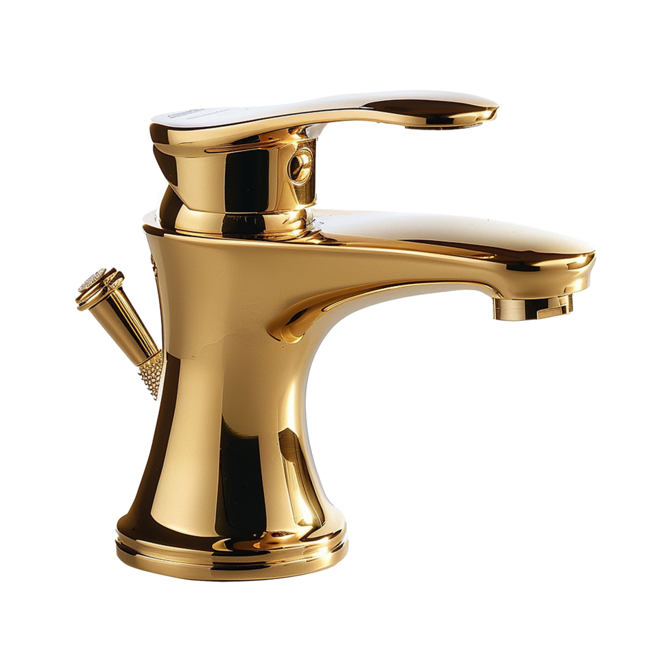 AI generated Gold bidet faucet isolated on transparent background png