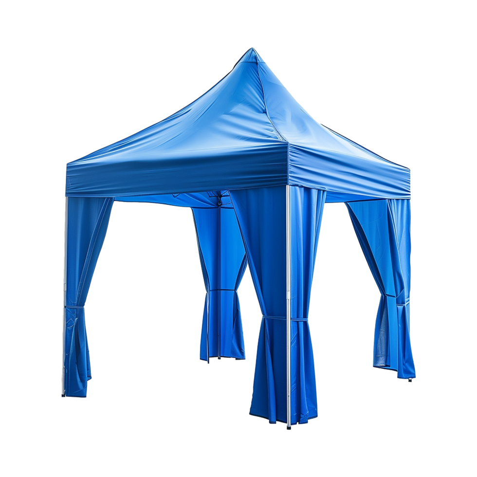 AI generated Outdoor pop up gazebo party tent blue isolated on transparent background png