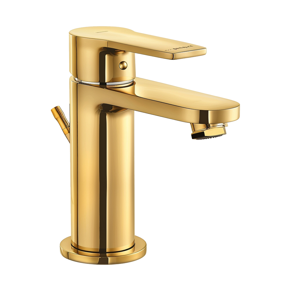 AI generated Gold bidet faucet isolated on transparent background png