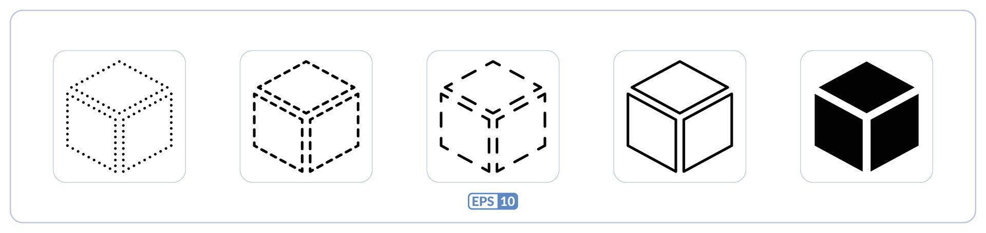 cubo icono conjunto en blanco antecedentes. el cuatro diferente formas de el diamante son mostrado vector