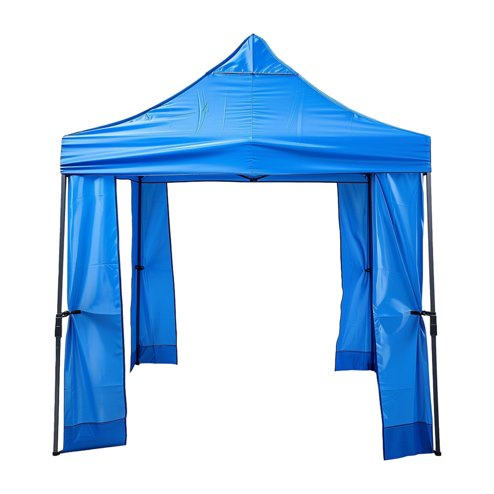 AI generated Outdoor pop up gazebo party tent blue isolated on transparent background png