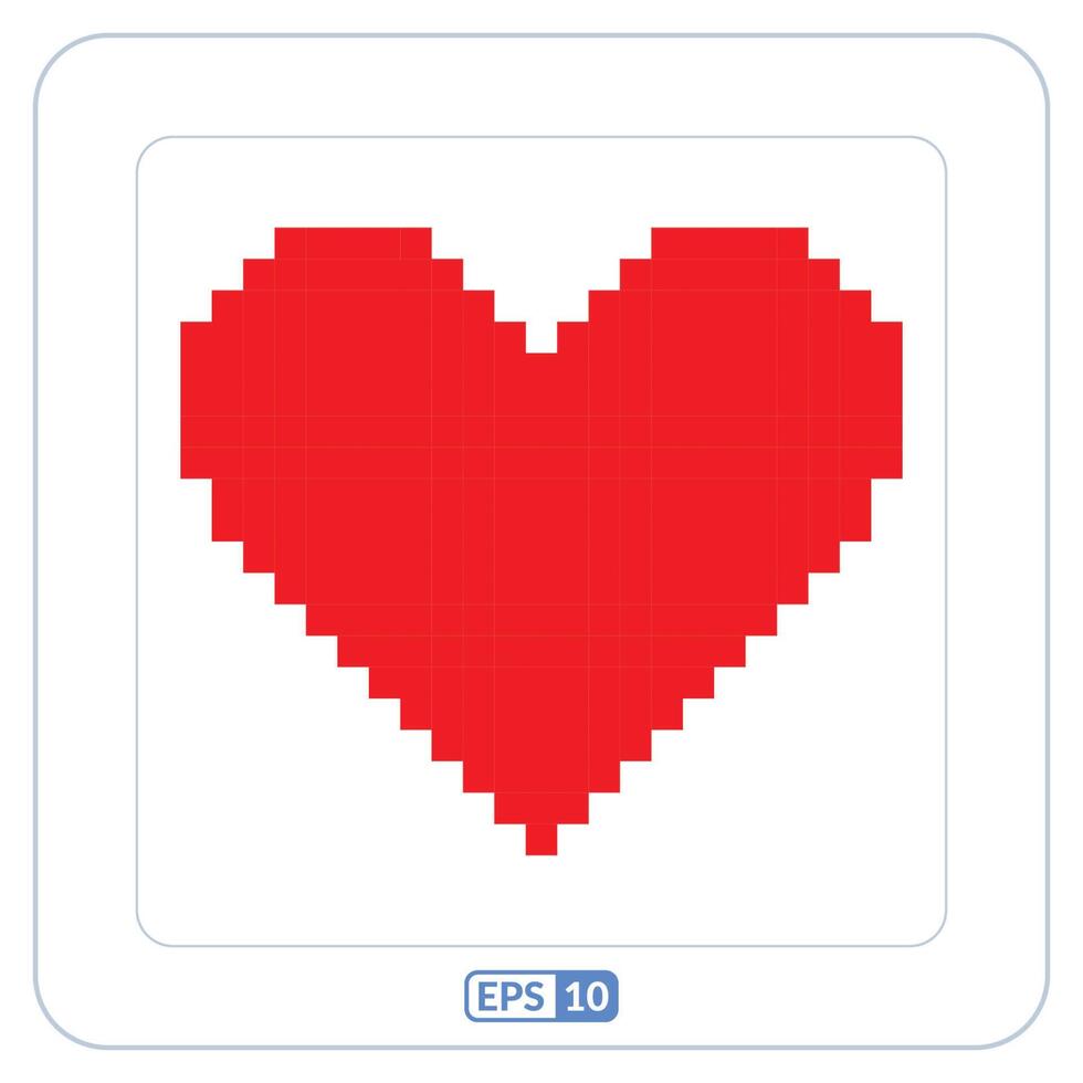 Valentine heart symbol. Love, valentine, red heart pixelation icon vector