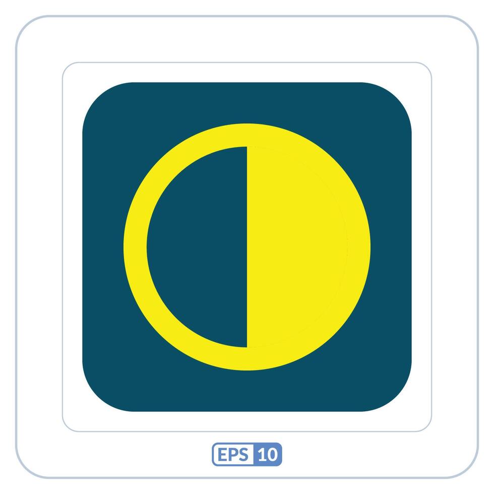 Contrast color flat icon with rectangular blue background. Yellow and blue circle icon on a white background vector