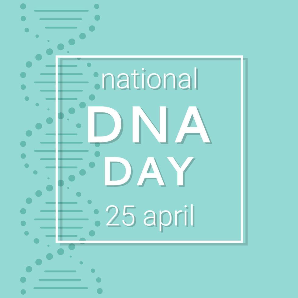 National DNA Day is April 25. Poster, banner with a picture of a DNA double helix and text. Flat vector illustration