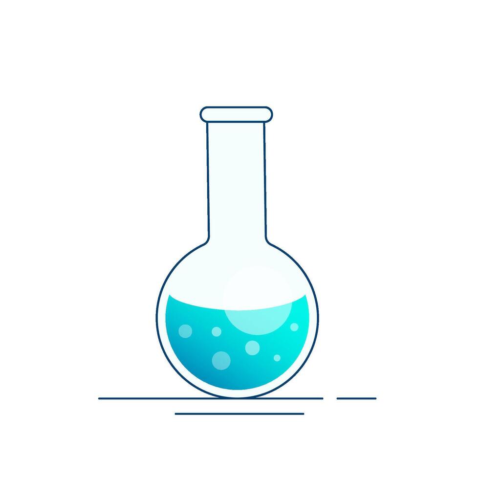 Glass round chemical flask with reagent. Modern flat design for chemistry, biotechnology, biology vector