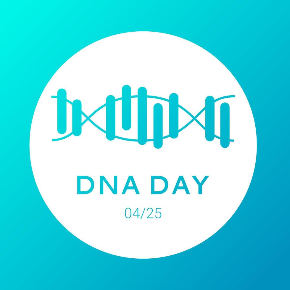 National DNA Day is April 25. Poster, banner with a picture of a DNA double helix and text. Flat vector illustration