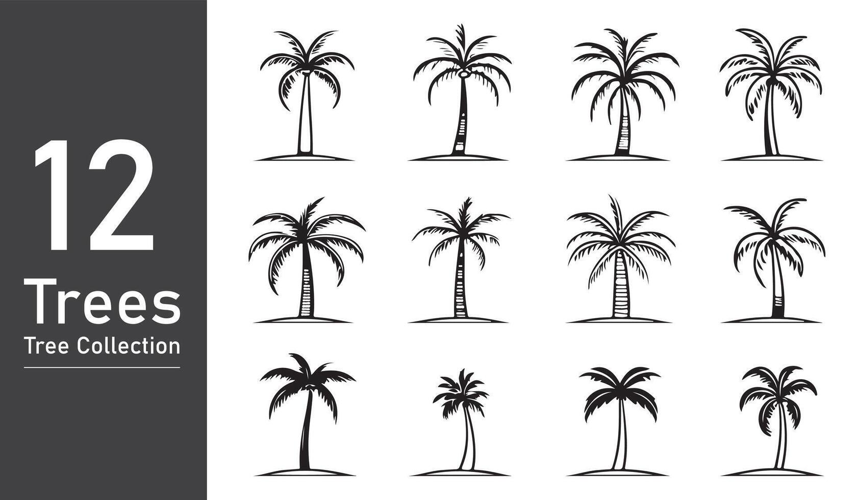 silueta árbol línea dibujo colocar, lado vista, conjunto de gráficos arboles elementos contorno símbolo. silueta árbol línea dibujo colocar, lado vista, icono conjunto de gráficos arboles elementos contorno símbolo. vector