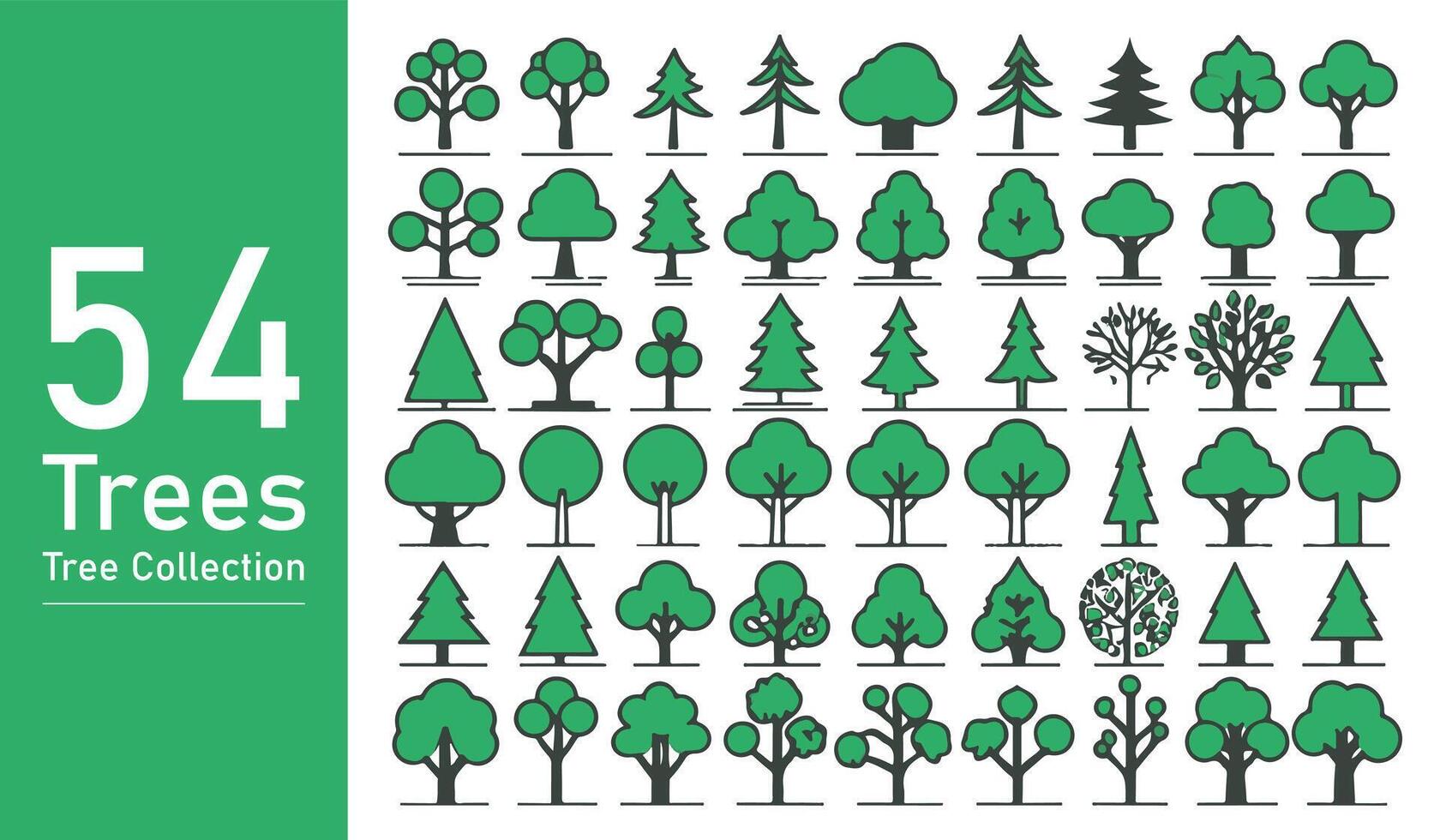 silueta árbol línea dibujo colocar, lado vista, conjunto de gráficos arboles elementos contorno símbolo. silueta árbol línea dibujo colocar, lado vista, icono conjunto de gráficos arboles elementos contorno símbolo. vector