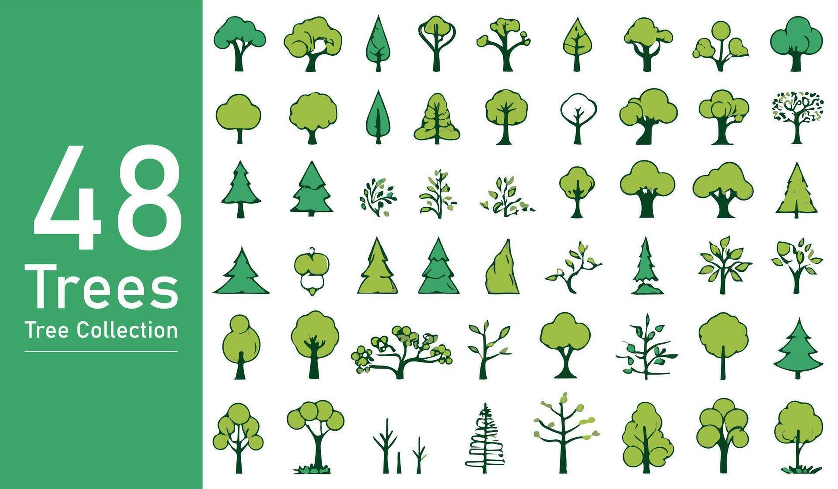 silueta árbol línea dibujo colocar, lado vista, conjunto de gráficos arboles elementos contorno símbolo. silueta árbol línea dibujo colocar, lado vista, icono conjunto de gráficos arboles elementos contorno símbolo. vector